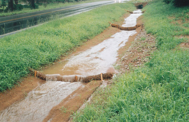 Coir product being used in a stream
