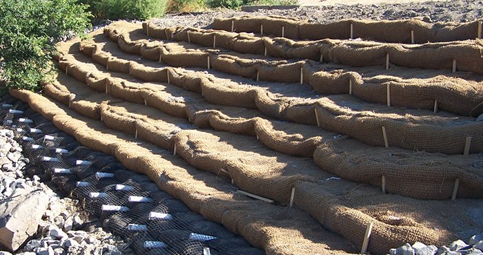 Multilayer BioD-Block coir block system for erosion control and streambank restoration