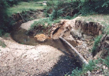 An eroded site 