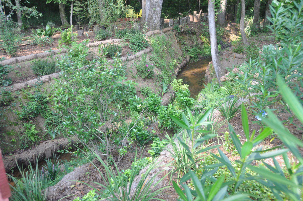 Coir products used around a stream 