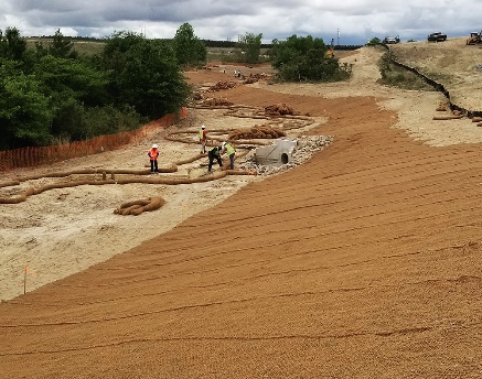Coir mats covering a slope