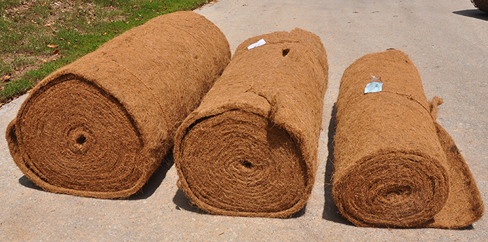 Coir fiber mats rolled up